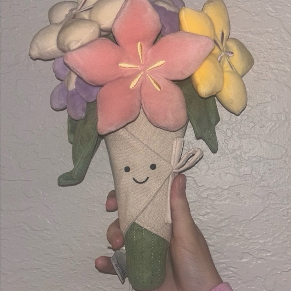 Floral Plush Bouquet - Pink, Yellow, Purple